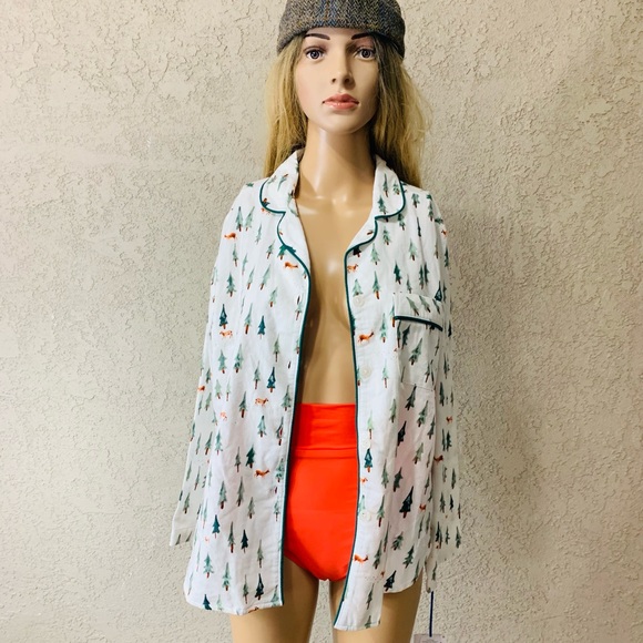 NWT Sleep Sense Christmas Trees Print Portuguese Flannel Sleep Top Size S - Picture 6 of 13